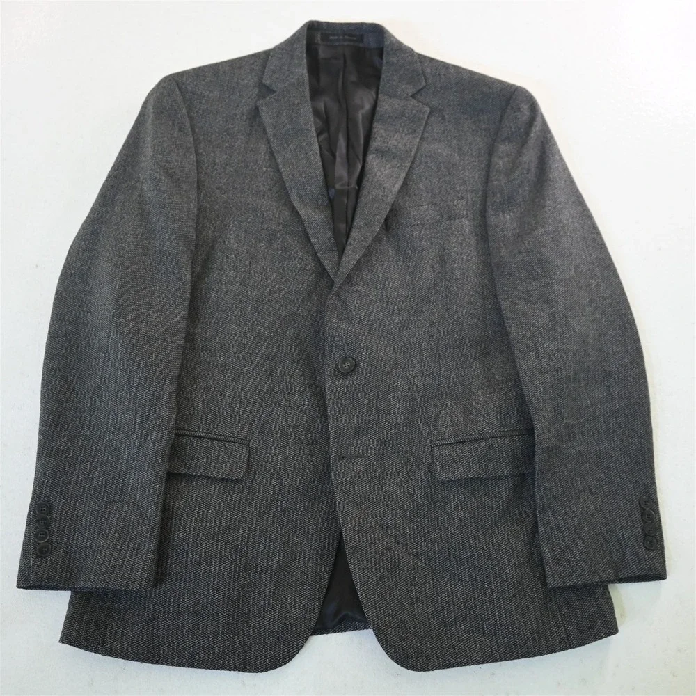 Calvin Klein 42R Gray 100% Soft Tweed Mens Blazer Suit Jacket Sport Coat